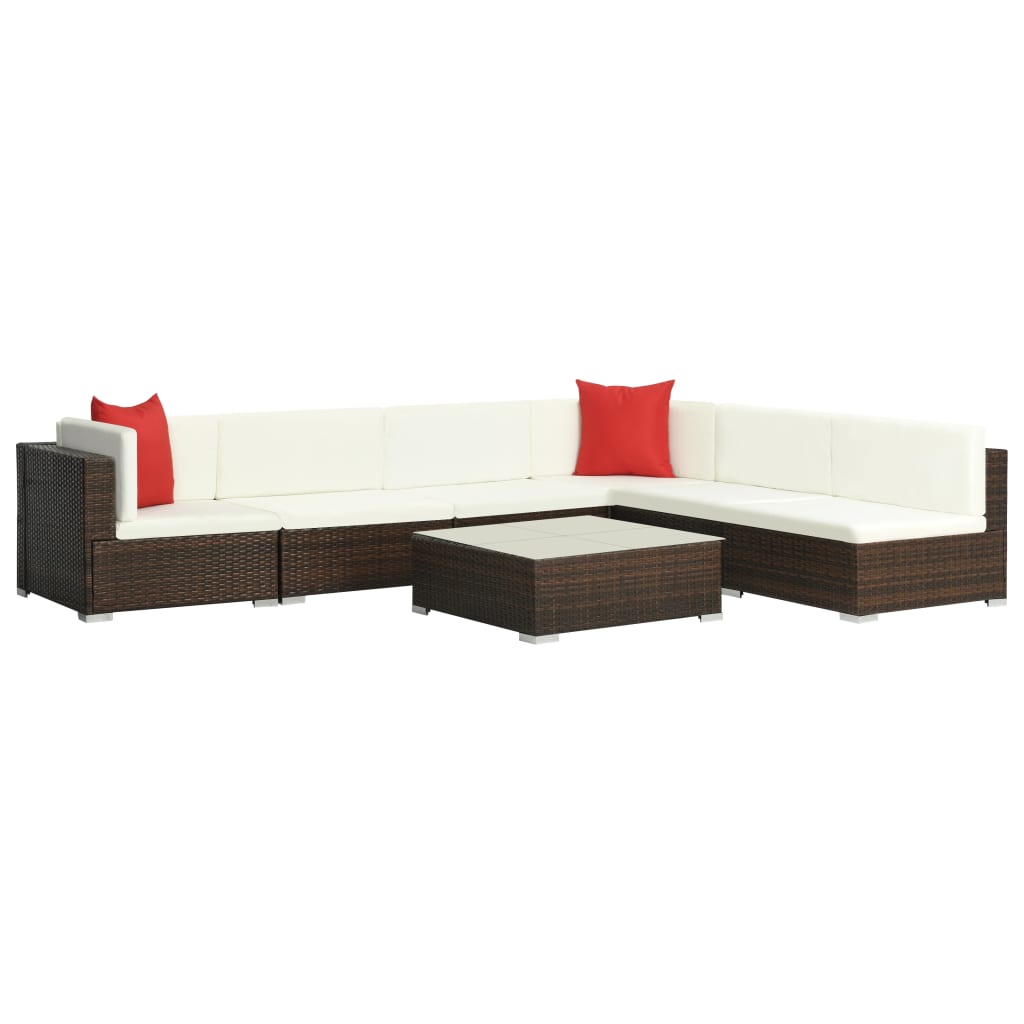 VidaXL Set Muebles De Jardín 7 Piezas Y Cojines Ratán Sintético Marrón