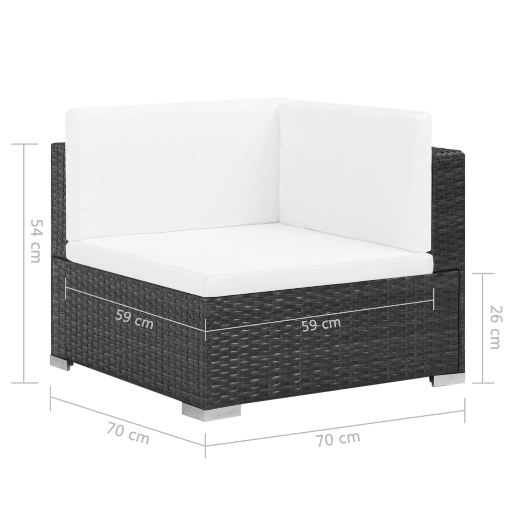 VidaXL Set Muebles De Jardín 7 Piezas Y Cojines Ratán Sintético Negro