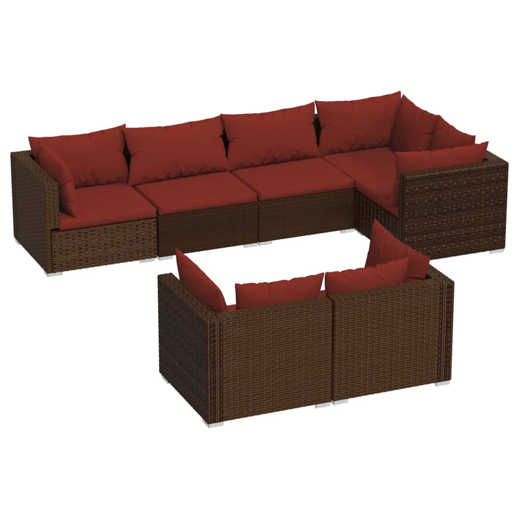 VidaXL Set Muebles De Jardín 7 Piezas Y Cojines Ratán Sintético Marrón