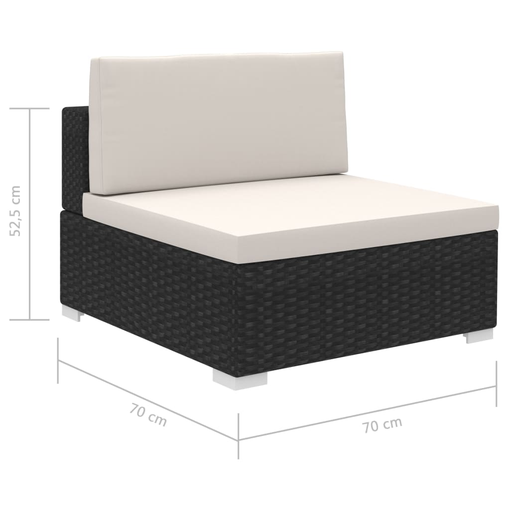 VidaXL Set Muebles De Jardín 8 Piezas Y Cojines Ratán Sintético Negro