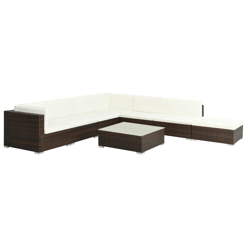 VidaXL Set Muebles De Jardín 8 Piezas Y Cojines Ratán Sintético Marrón