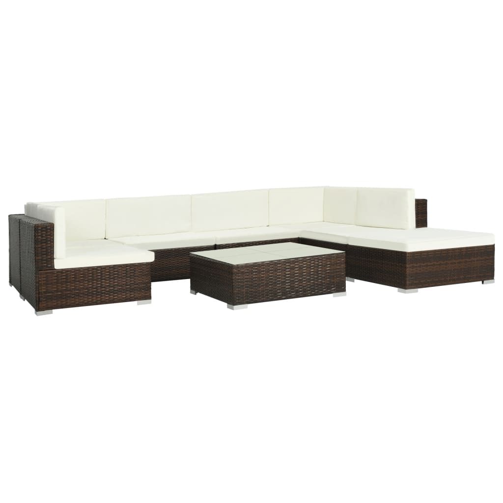 vidaXL Set muebles de jardín 8 piezas y cojines ratán sintético marrón