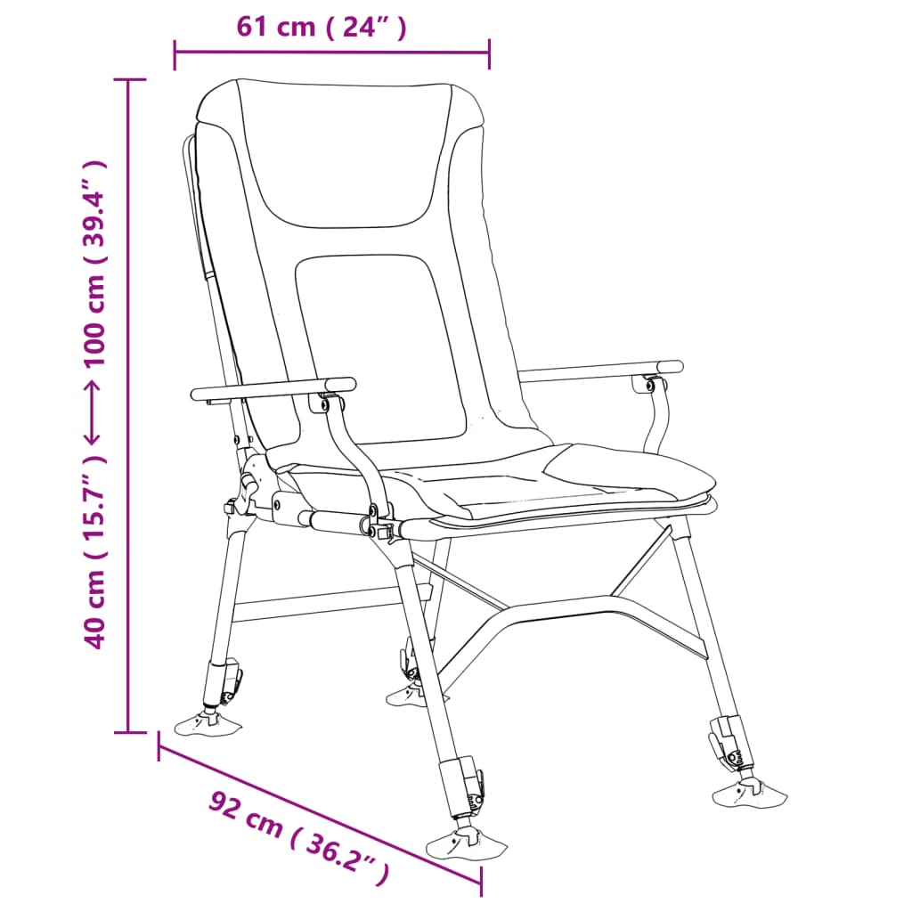 VidaXL Silla De Pesca Con Reposabrazos Plegable Taupe
