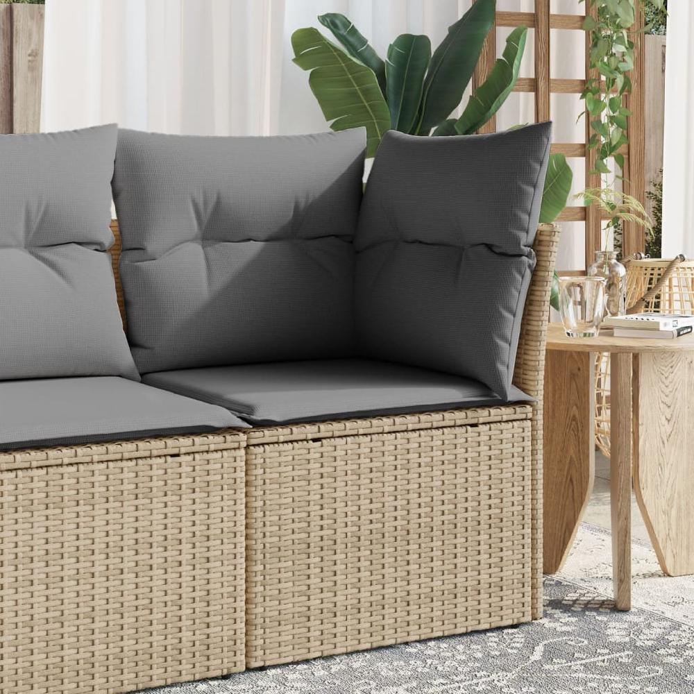 vidaXL Sillón de esquina de jardín con cojines ratán sintético beige