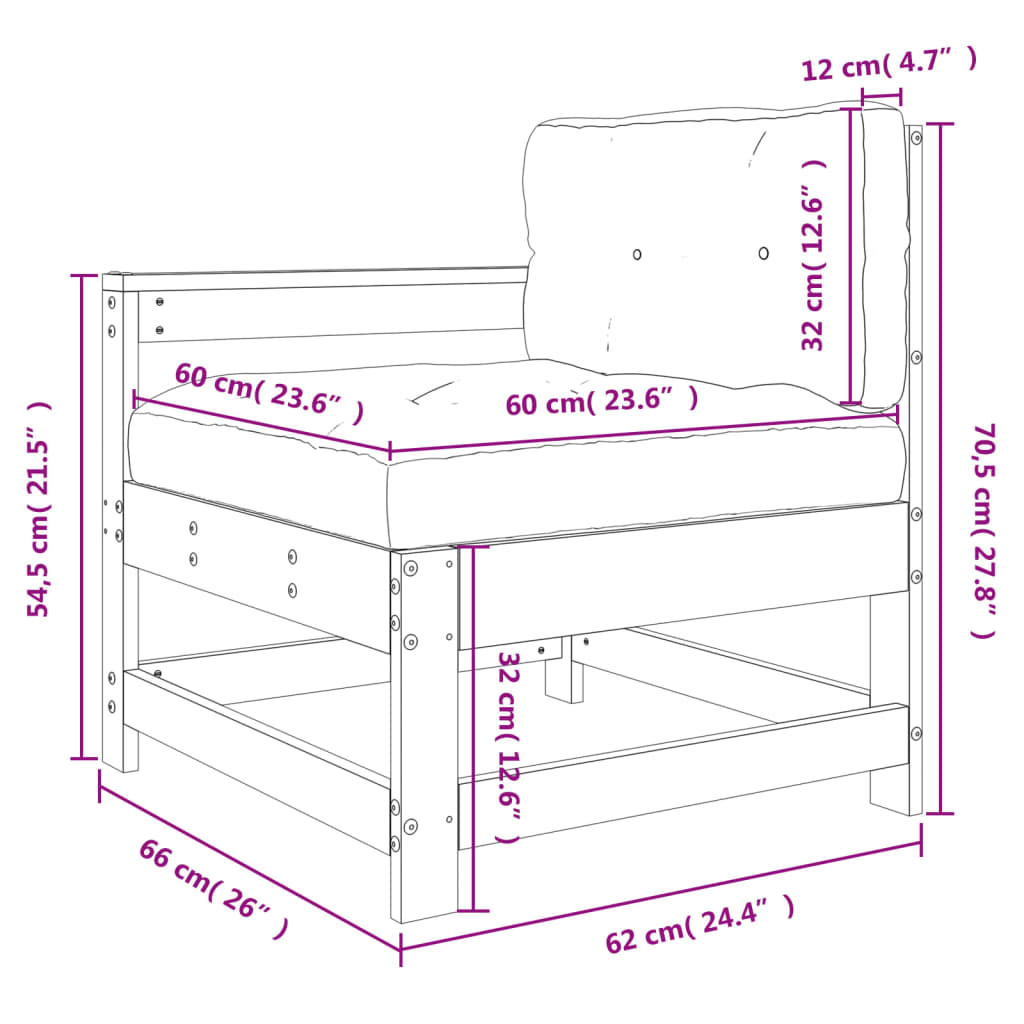 VidaXL Sillón De Jardín Con Cojines Madera Maciza De Abeto Douglas