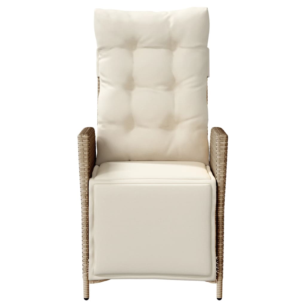 VidaXL Sillón Reclinable De Jardín Con Reposapiés Ratán PE Beige