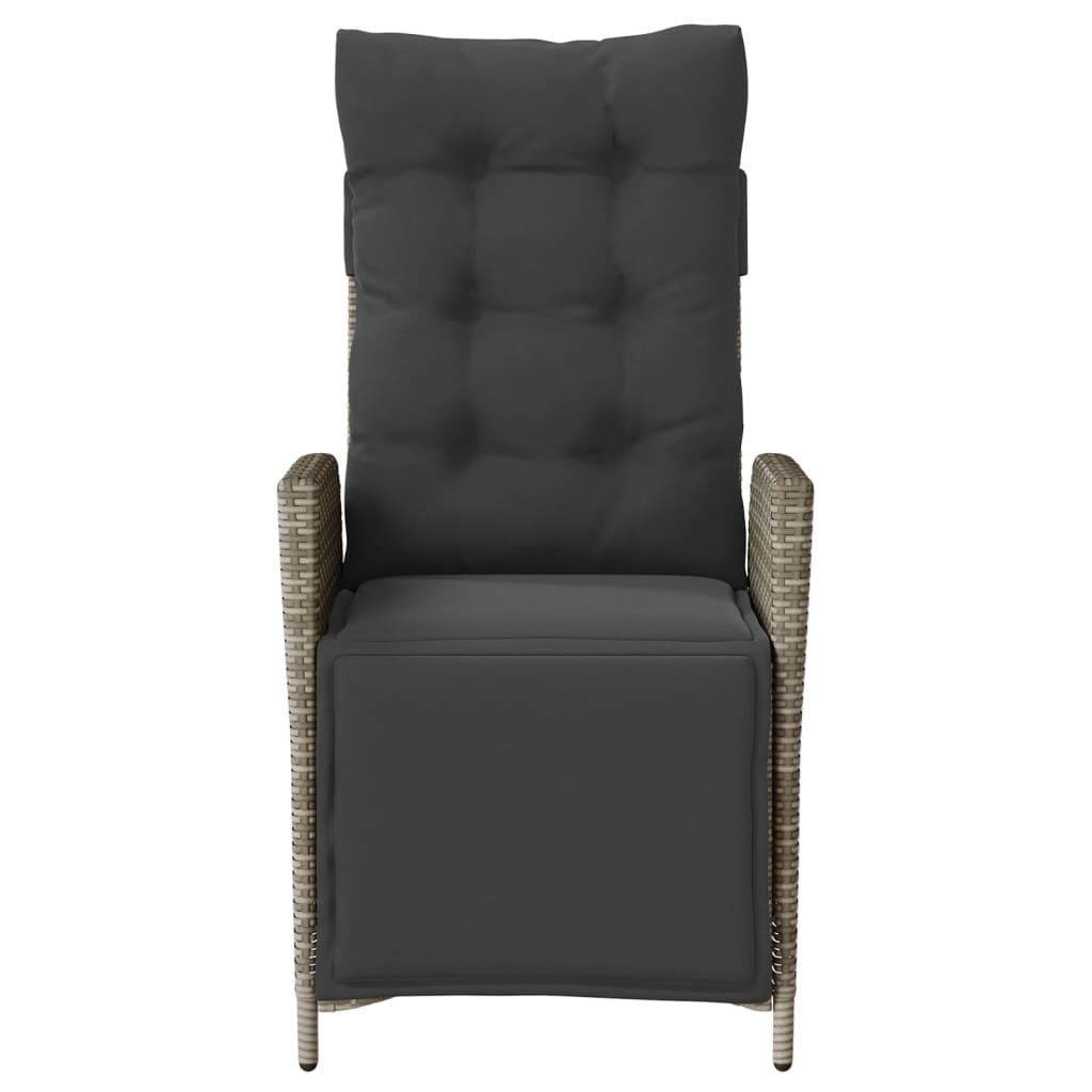 VidaXL Sillón Reclinable De Jardín Con Reposapiés Ratán Sintético Gris