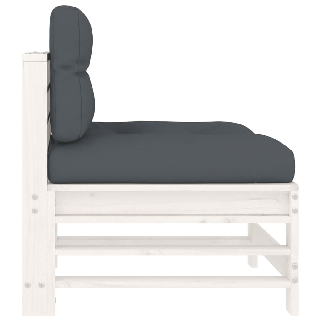 VidaXL Sofá Central Con Cojines Madera Maciza De Pino Blanco