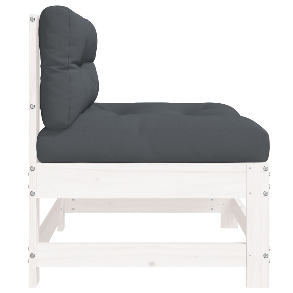 VidaXL Sofá Central Con Cojines Madera Maciza De Pino Blanco