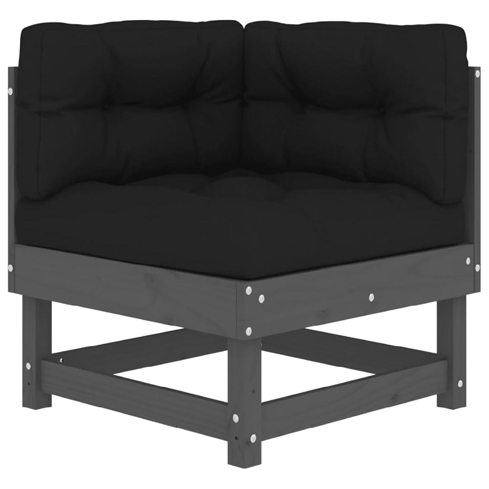 VidaXL Sofá Esquinero Con Cojines Madera Maciza De Pino Gris