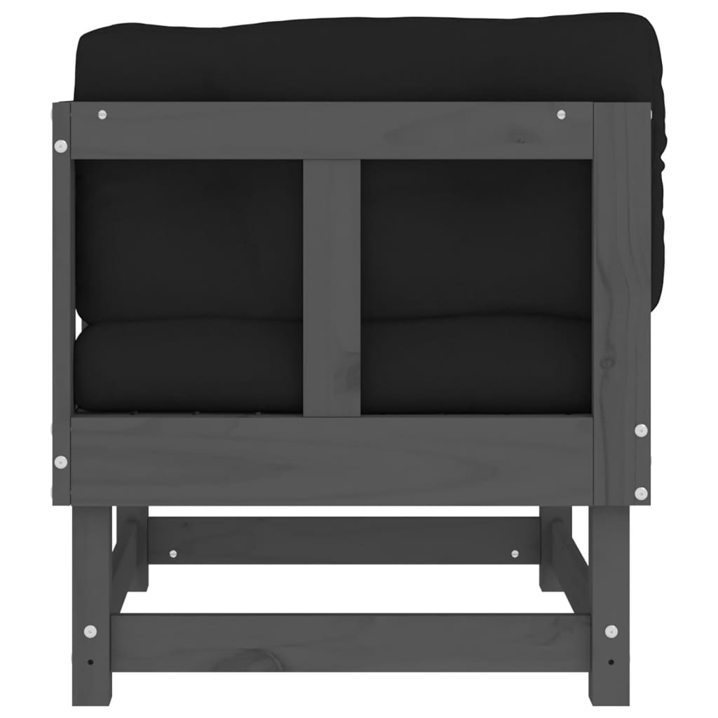 VidaXL Sofá Esquinero Con Cojines Madera Maciza De Pino Gris