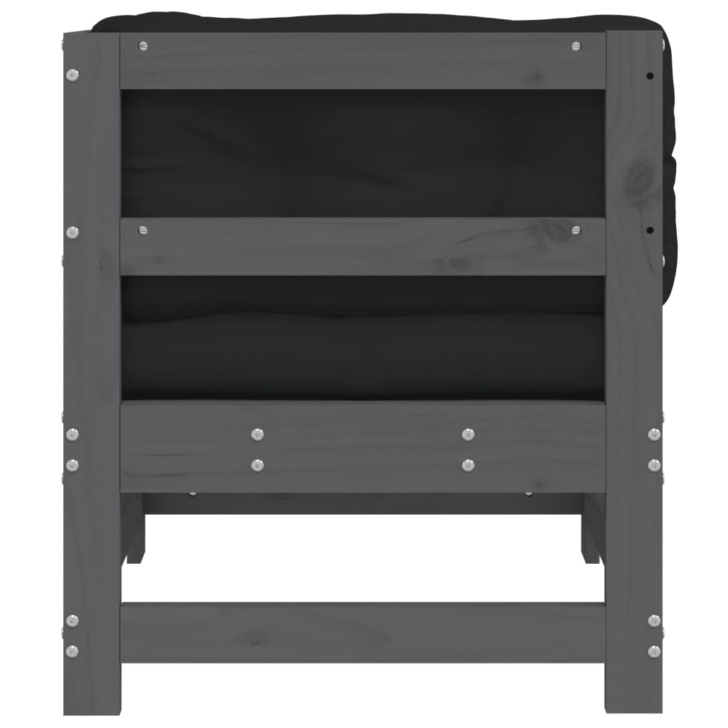 VidaXL Sofá Esquinero Con Cojines Madera Maciza De Pino Gris