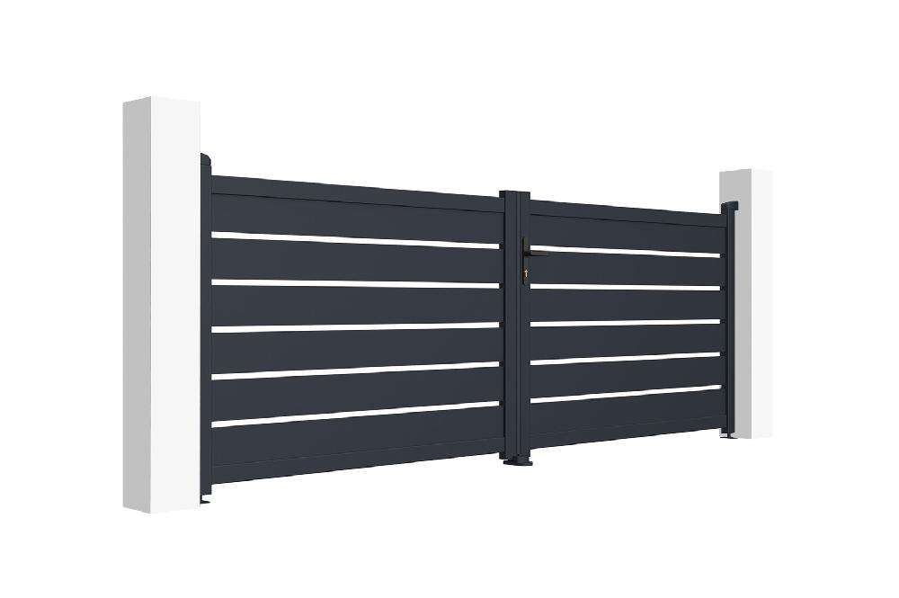 VOGEL 350B120 Portón Eléctrico Batiente Gris + Motor Brazo B500