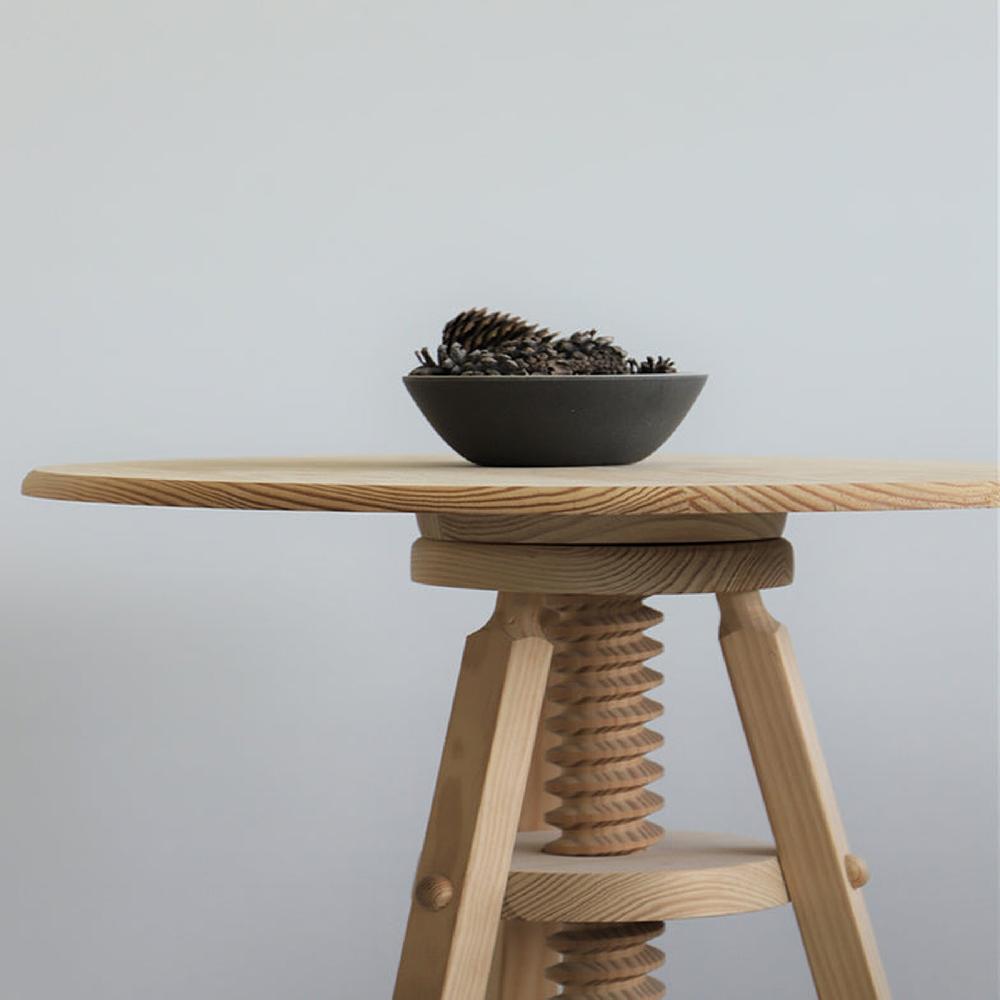 WELL HOME MOBILIARIO & DECORACIÓN Mesa Giratoria En Madera De Pino Acabado En Barniz 59 5x59 5x65 Cm