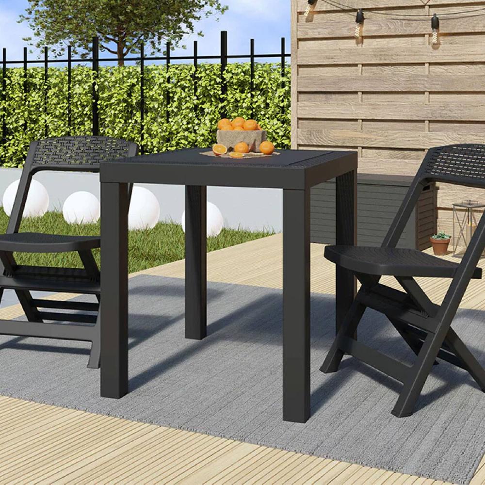 WELLHOME - Set De Jardín 'Poker' De Mesa + 2 Sillas Color Antracita