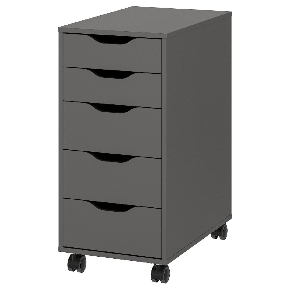 IKEA ALEX Cajonera con ruedas gris oscuro/negro 36x76 cm