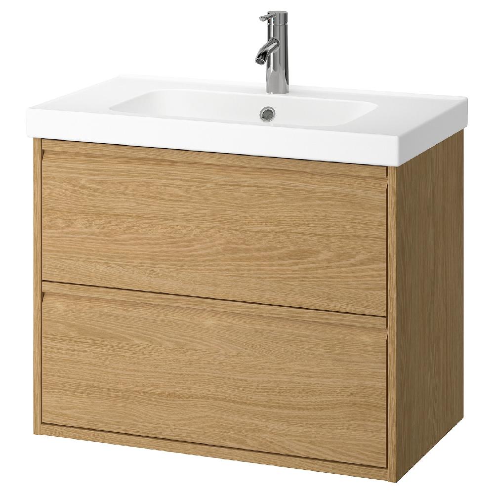 IKEA ÄNGSJÖN / ORRSJÖN Mueble+cajones/lavabo/grifo efecto roble 82x49x69 cm