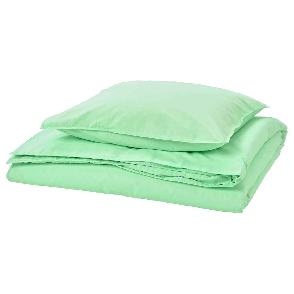 IKEA ÄNGSLILJA Funda nórdica con funda de almohada verde claro 150x200/50x60 cm