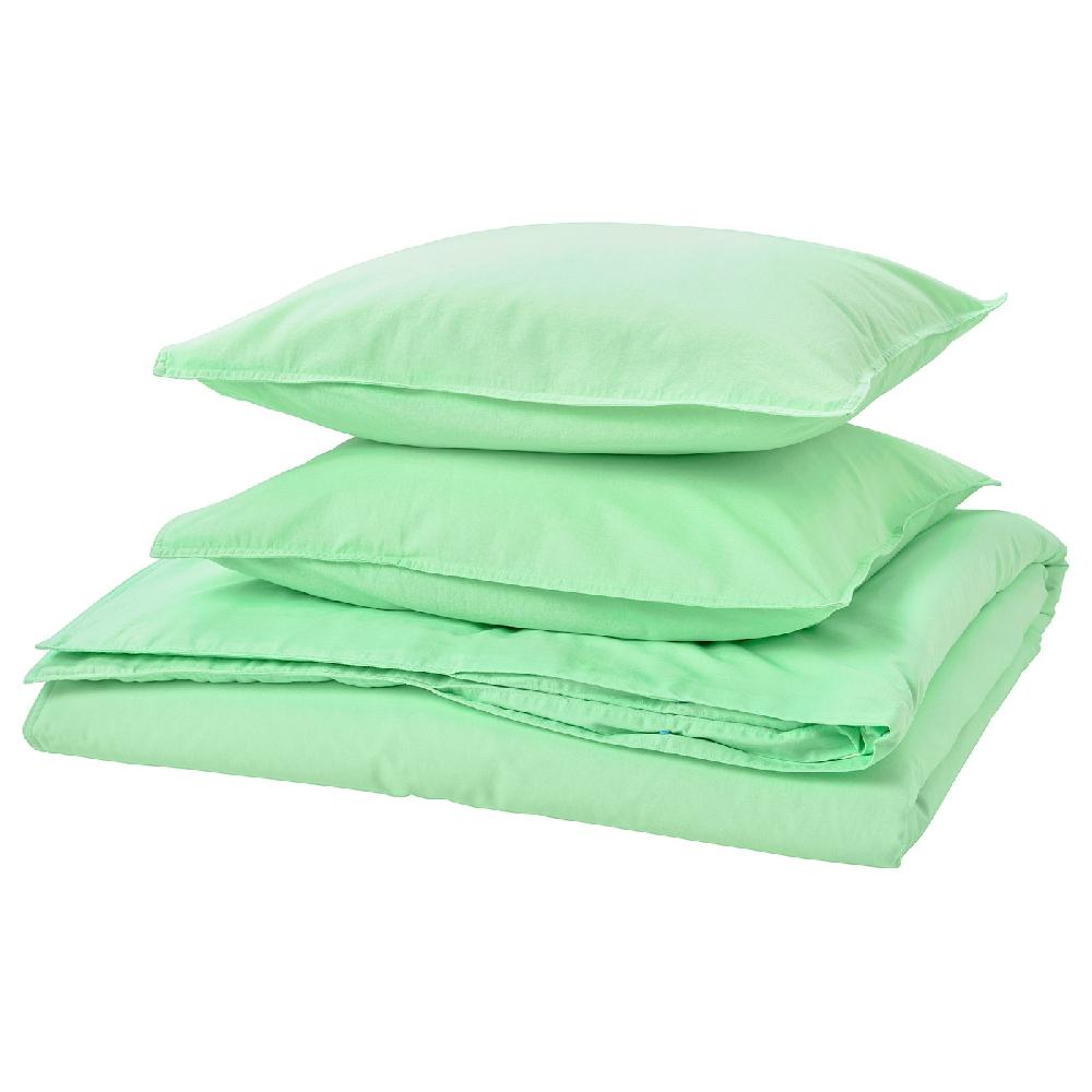 IKEA ÄNGSLILJA Funda nórdica y 2 fundas almohada verde claro 240x220/50x60 cm