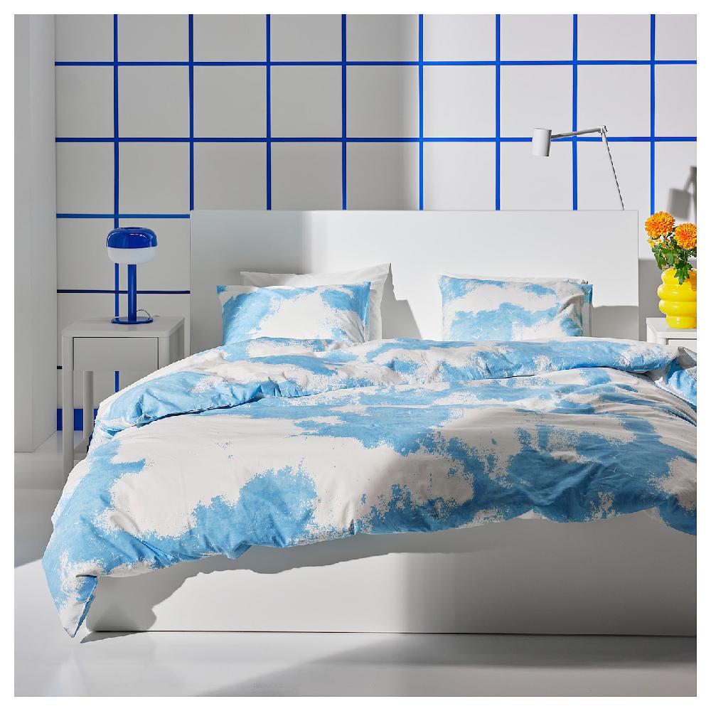 IKEA ÄNGSVITVINGE Funda Nórdica Y 2 Fundas Almohada Azul/blanco 240x220/50x60 Cm