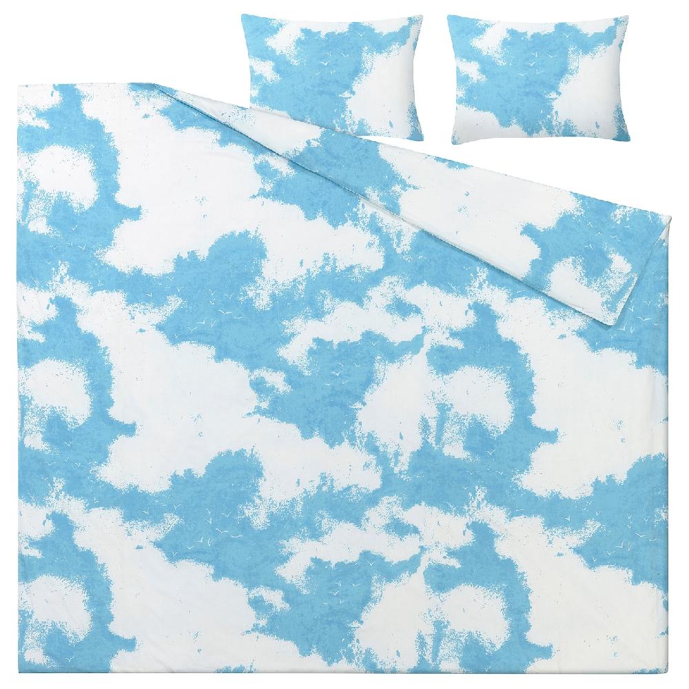 IKEA ÄNGSVITVINGE Funda Nórdica Y 2 Fundas Almohada Azul/blanco 240x220/50x60 Cm