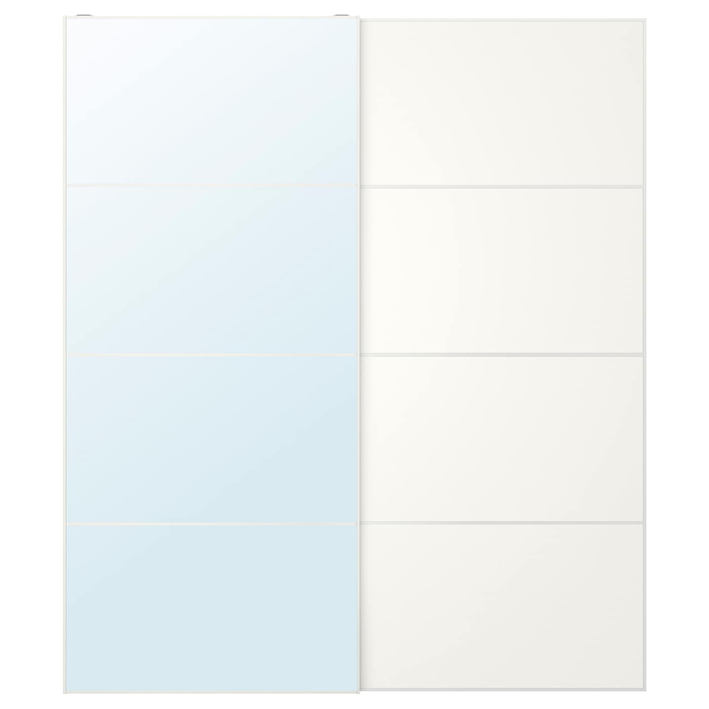 IKEA AULI / MEHAMN 2 unidades puertas correderas blanco espejo/ambos lados blanco 200x236 cm
