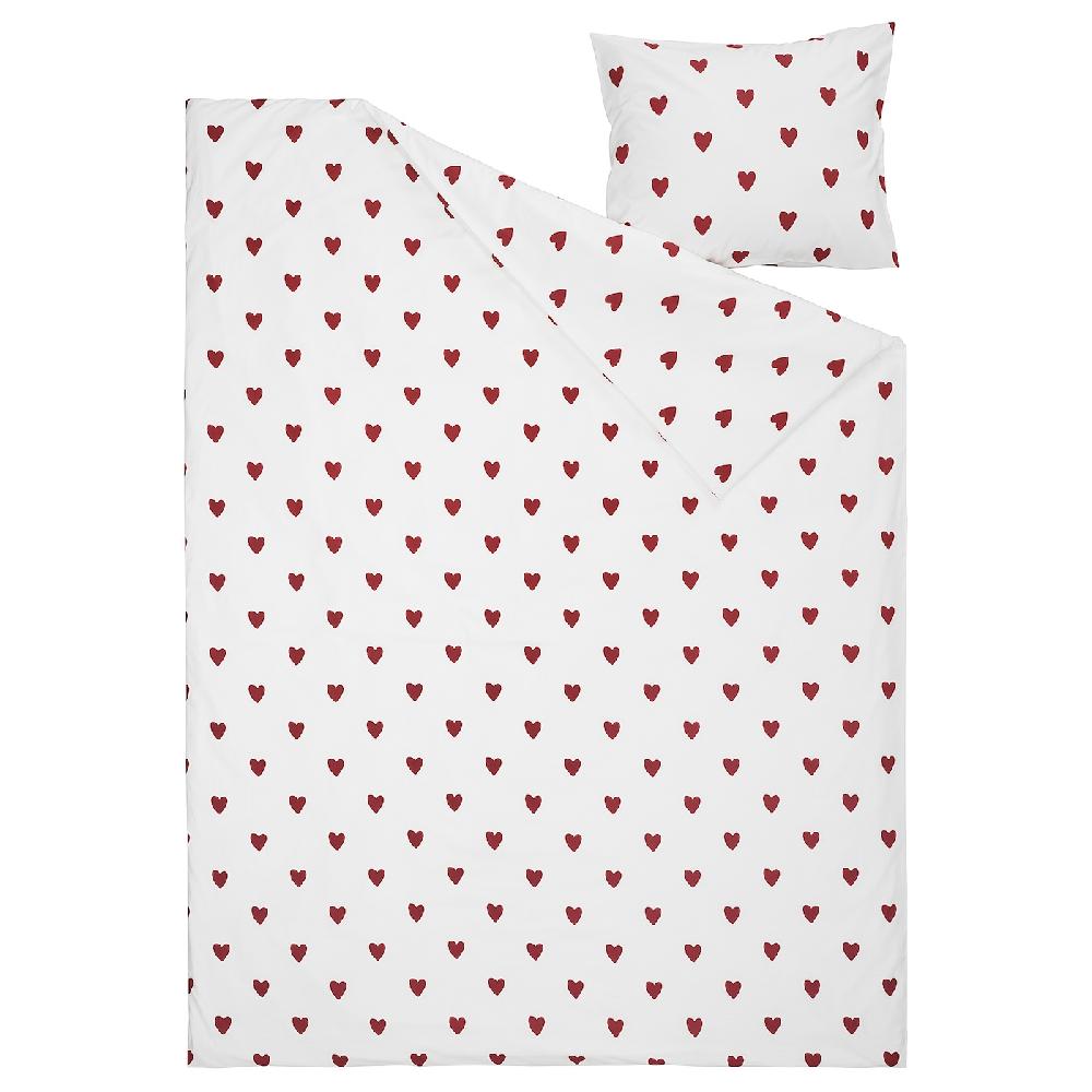 IKEA BARNDRÖM Funda Nórdica Con Funda De Almohada Motivo Corazón/blanco Rojo 150x200/50x60 Cm