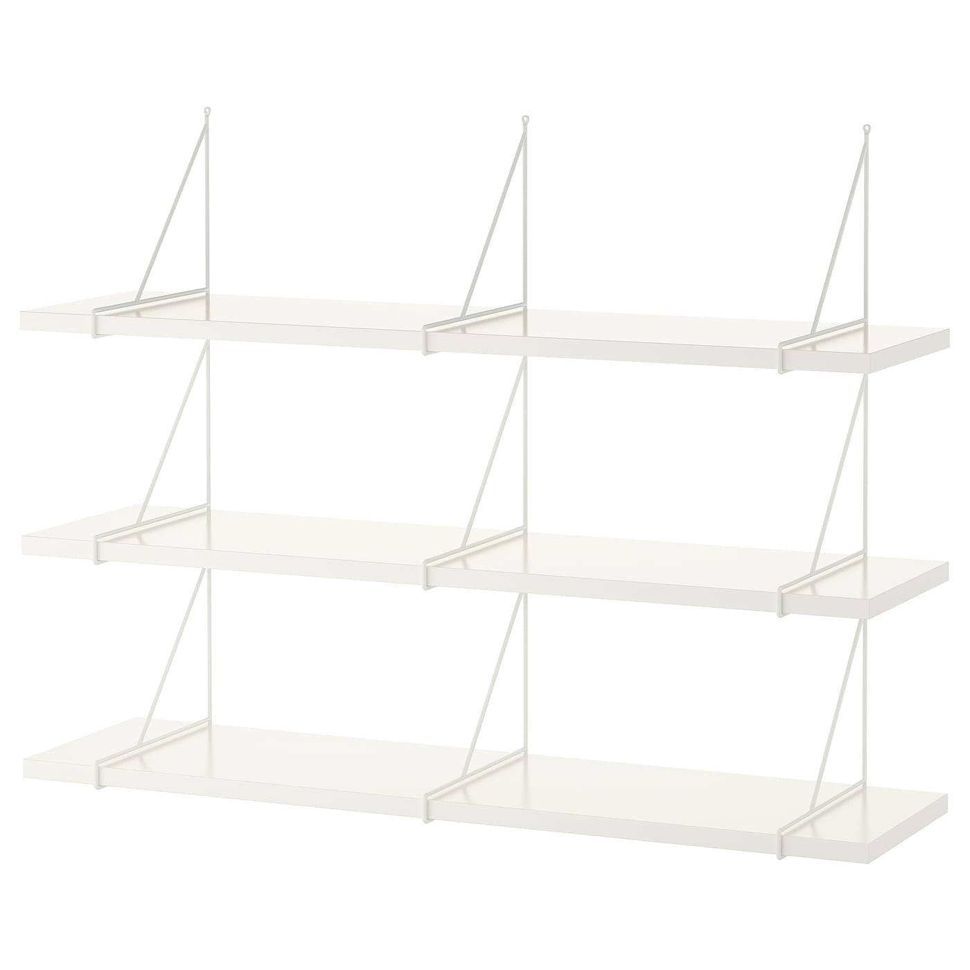 IKEA BERGSHULT / PERSHULT Combinación estantes de pared blanco/blanco 120x30 cm