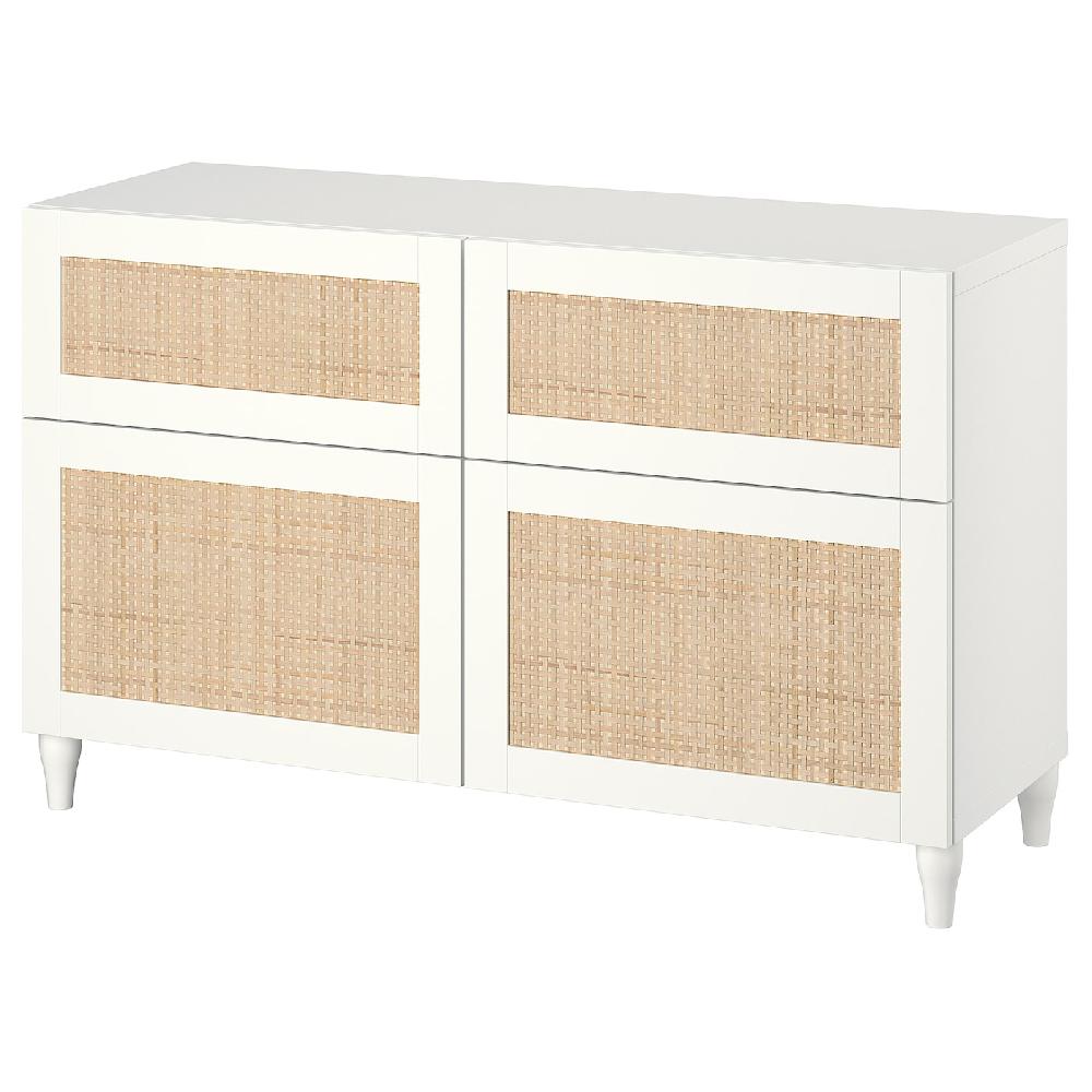 IKEA BESTÅ Mueble salón blanco Studsviken/Kabbarp/blanco álamo negro 120x42x74 cm