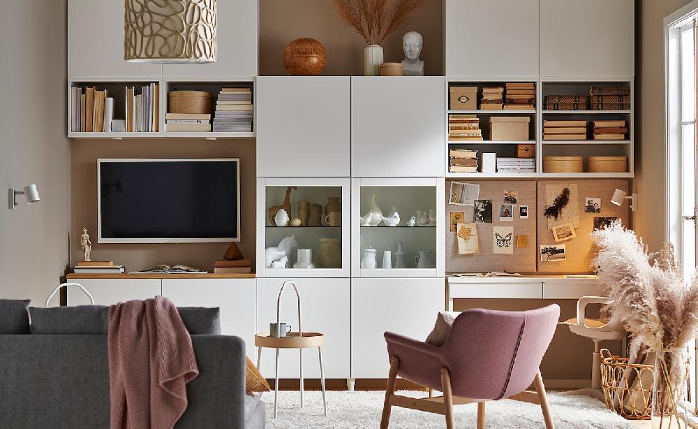 IKEA BESTÅ Vitrina Blanco Lappviken/Sindvik Vidrio Transparente Blanco 120x42x193 Cm