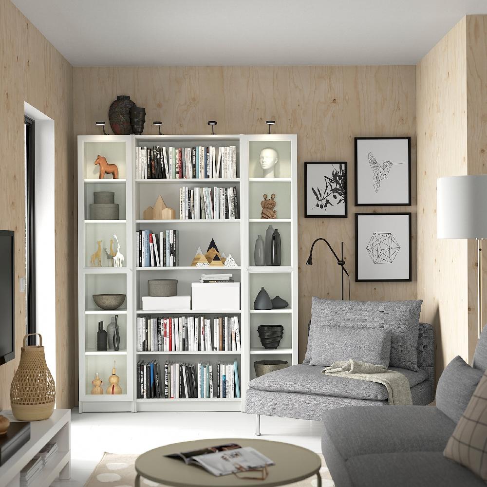 IKEA BILLY / OXBERG Combinación Librería Puertas Vidrio Blanco 160x202 Cm