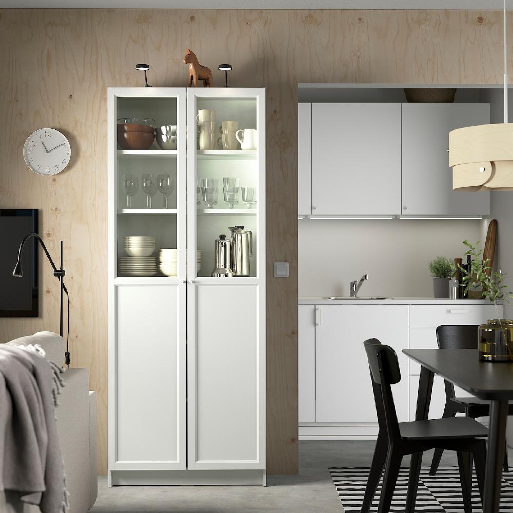 IKEA BILLY / OXBERG Librería Con Puerta De Vidrio Blanco 80x30x202 Cm