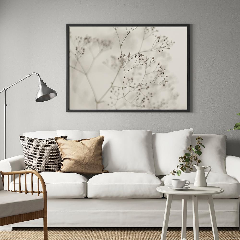 IKEA BJÖRKSTA Cuadro Con Marco Flores En Primer Plano/negro 140x100 Cm