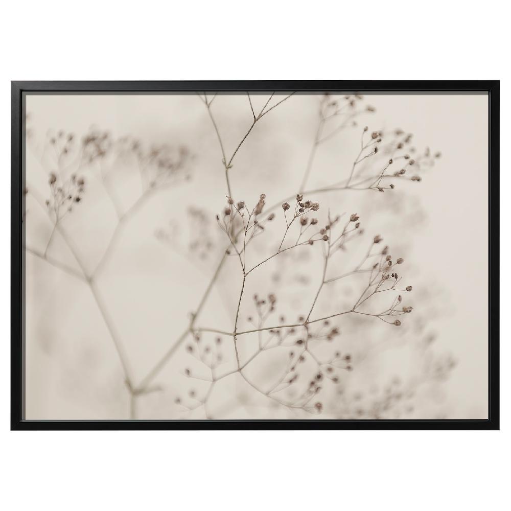 IKEA BJÖRKSTA Cuadro con marco flores en primer plano/negro 140x100 cm