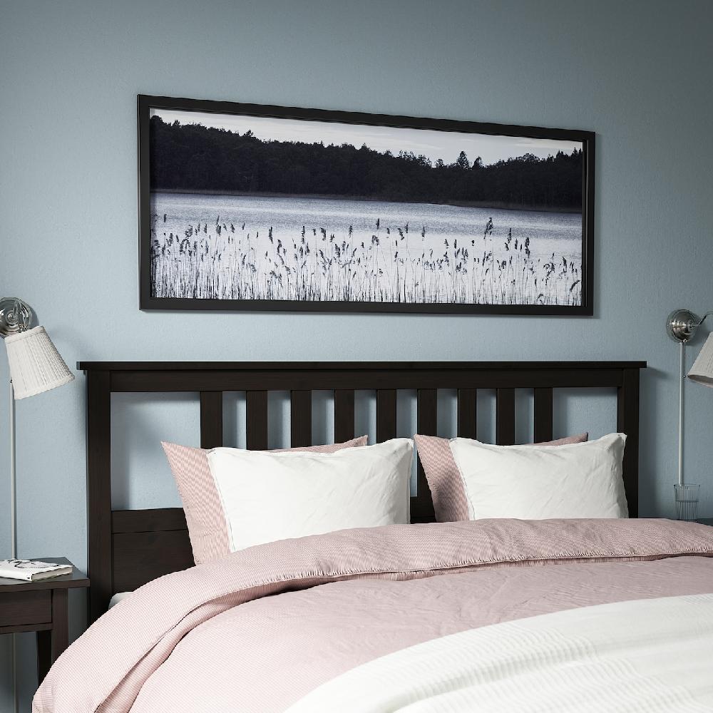 IKEA BJÖRKSTA Cuadro Con Marco Lago En El Bosque/negro 140x56 Cm