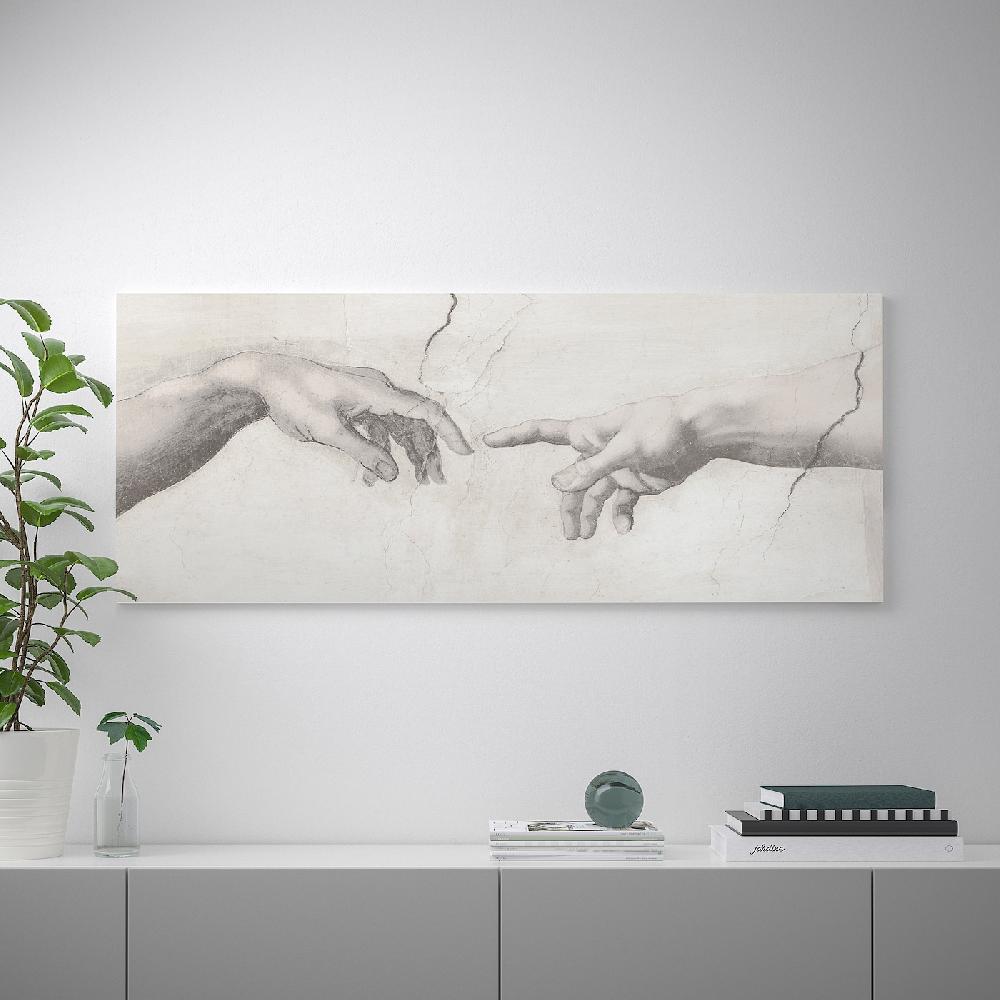 IKEA BJÖRKSTA Cuadro Con Marco Tacto/color De Aluminio 140x56 Cm