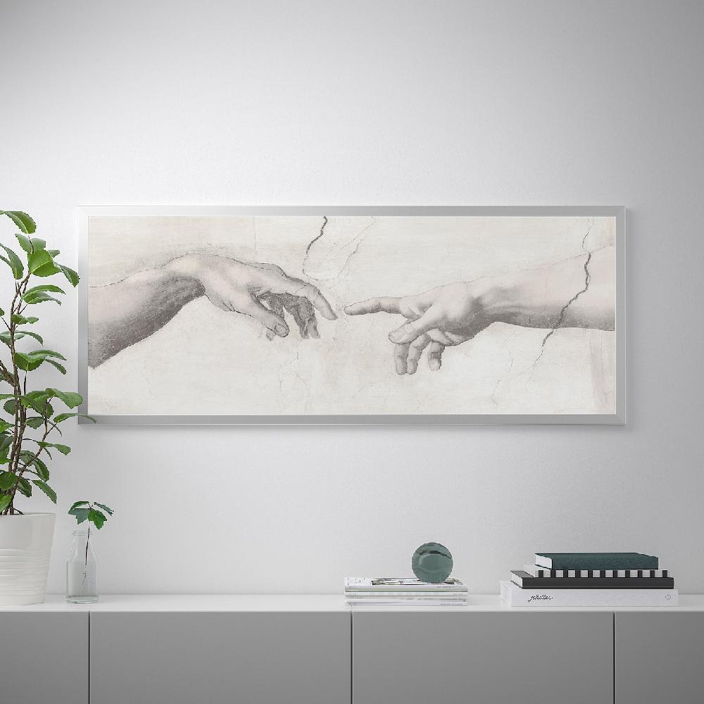 IKEA BJÖRKSTA Cuadro Con Marco Tacto/color De Aluminio 140x56 Cm