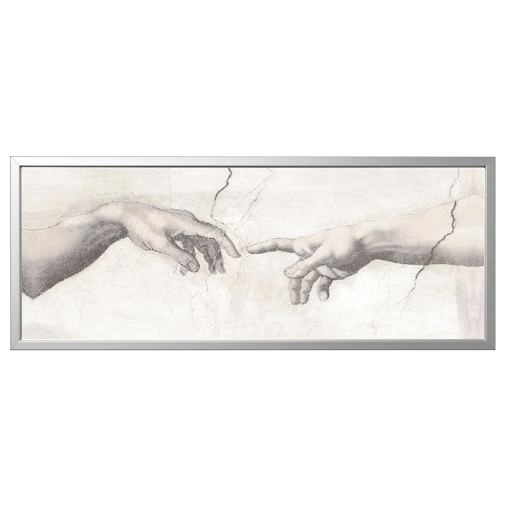 IKEA BJÖRKSTA Cuadro con marco Tacto/color de aluminio 140x56 cm