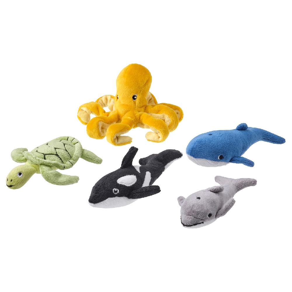 IKEA BLÅVINGAD Peluche juego 5 piezas animales marinos/colores variados