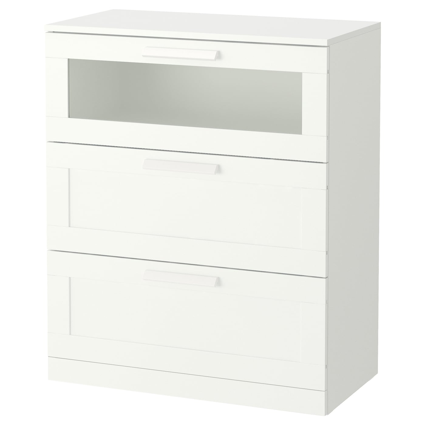 IKEA BRIMNES Cómoda de 3 cajones blanco/vidrio esmerilado 78x95 cm