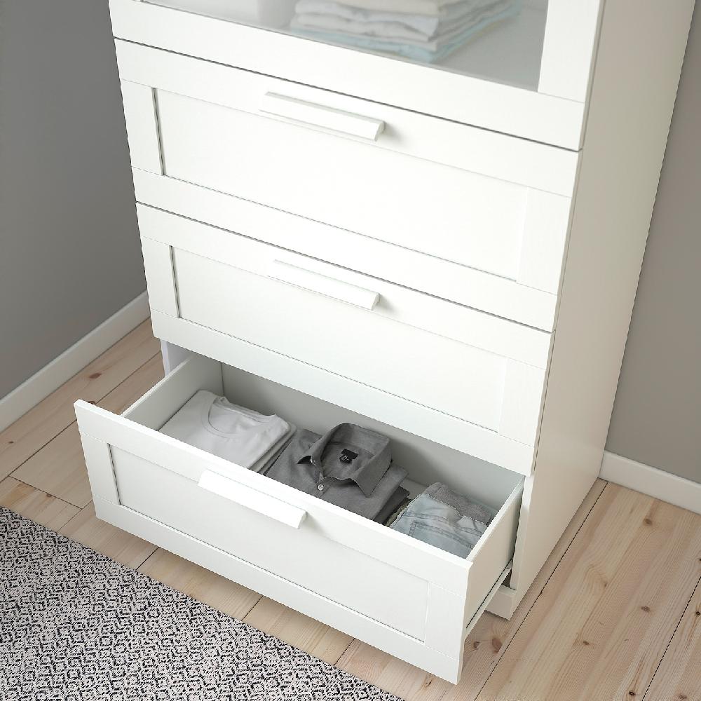 IKEA BRIMNES Cómoda De 4 Cajones Blanco/vidrio Esmerilado 78x124 Cm