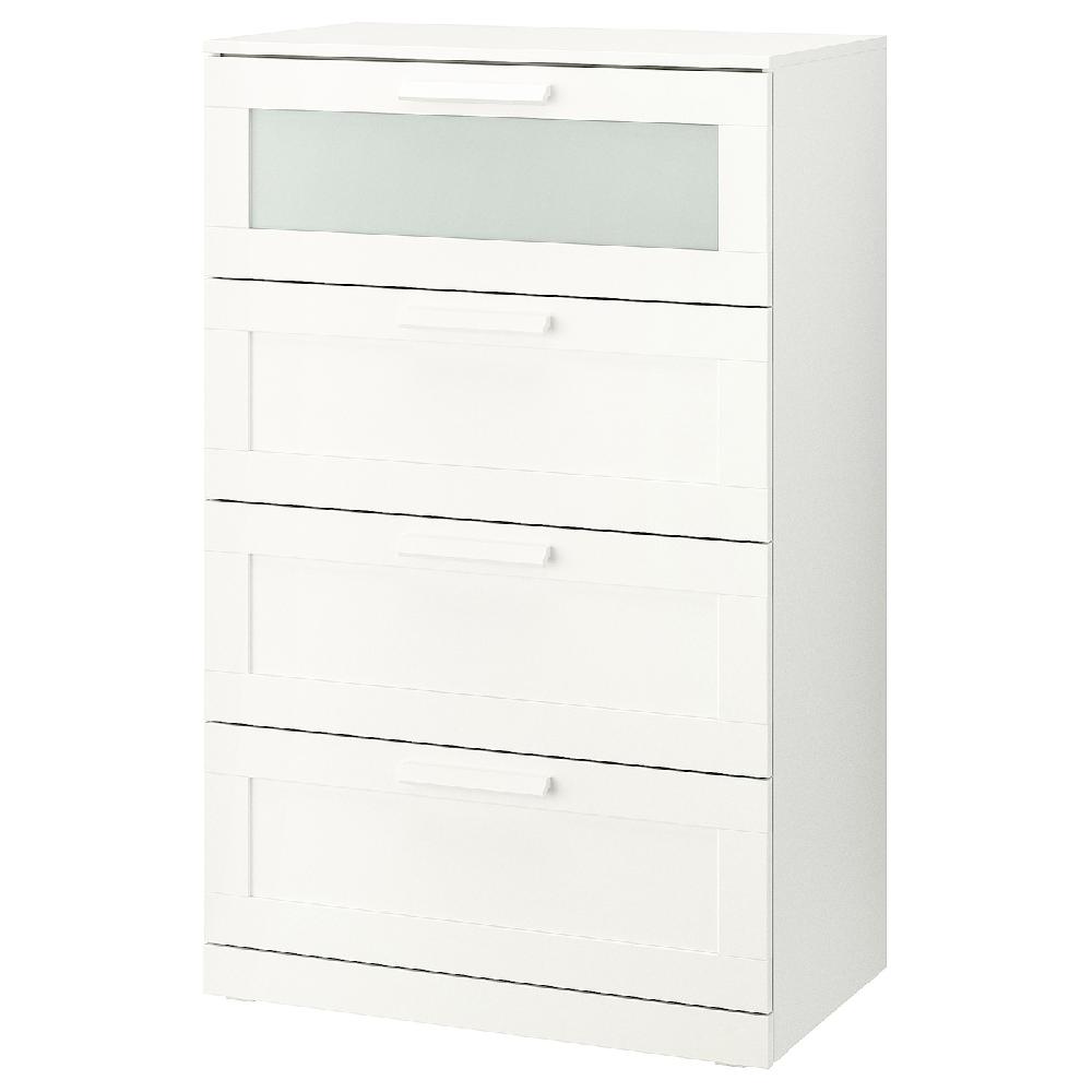 IKEA BRIMNES Cómoda de 4 cajones blanco/vidrio esmerilado 78x124 cm