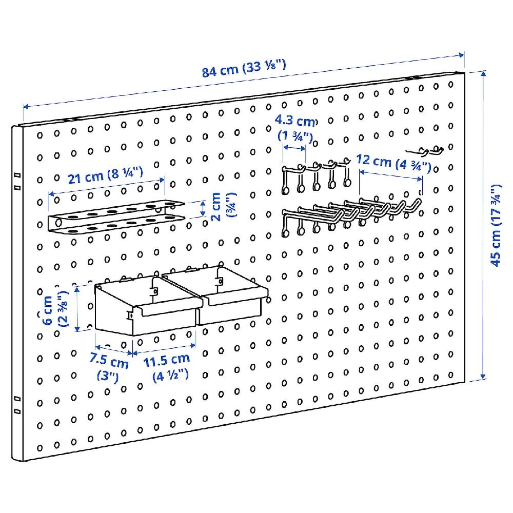 IKEA BROR Combinación Estantes De Pared +tablero Perforado/2 Baldas/negro 88x30x90 Cm