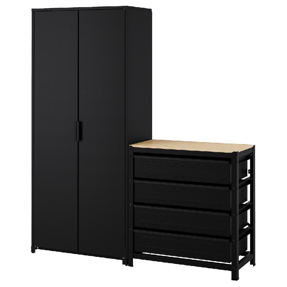 IKEA BROR Estantería armario/cajn negro 170x40x191 cm