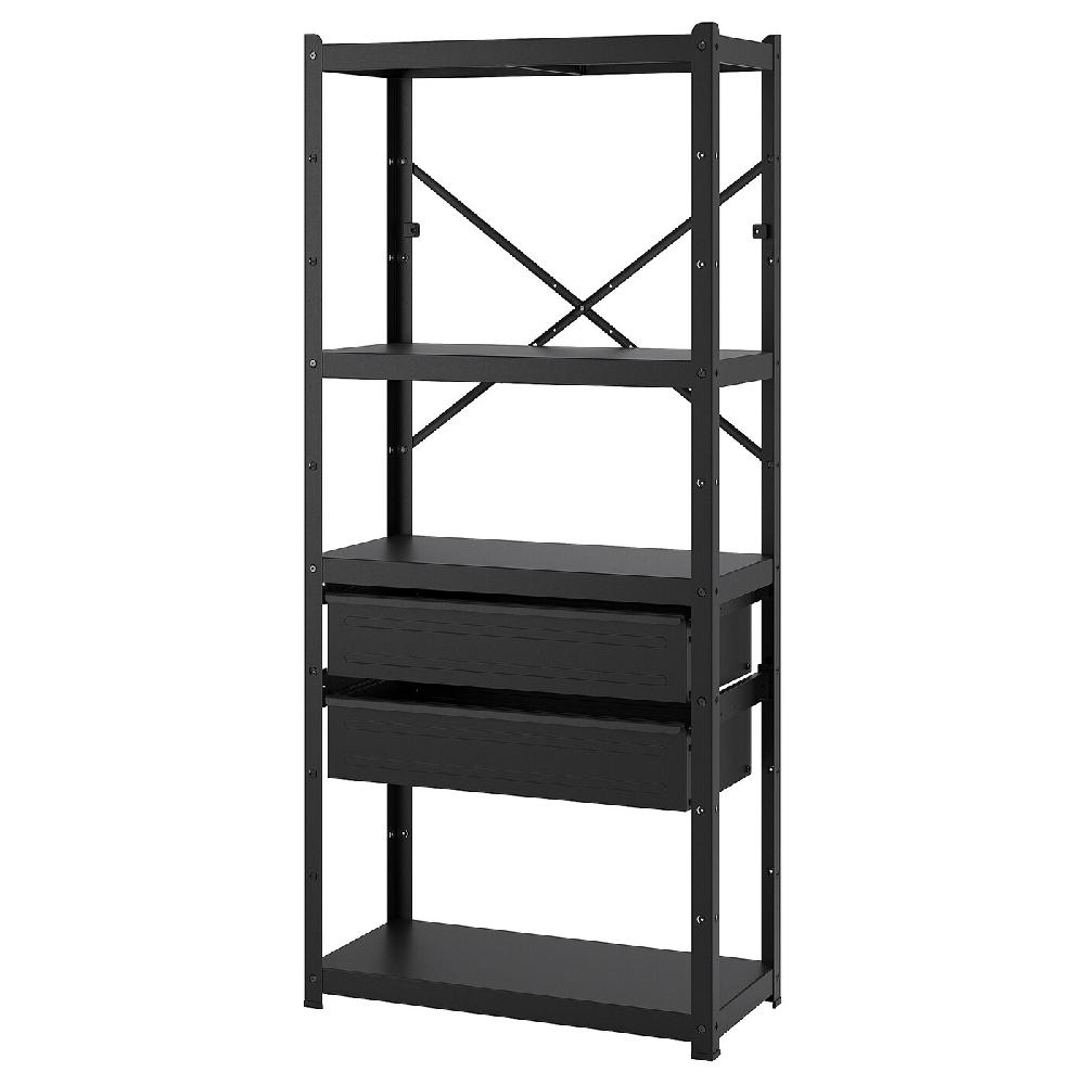 IKEA BROR Estantería con cajones/baldas negro 85x40x190 cm