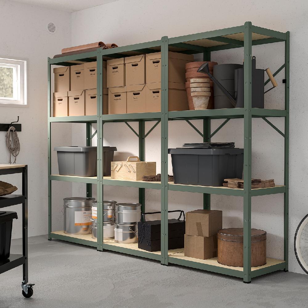 IKEA BROR Estantería Verde Grisáceo/contrachapado De Pino 254x55x190 Cm