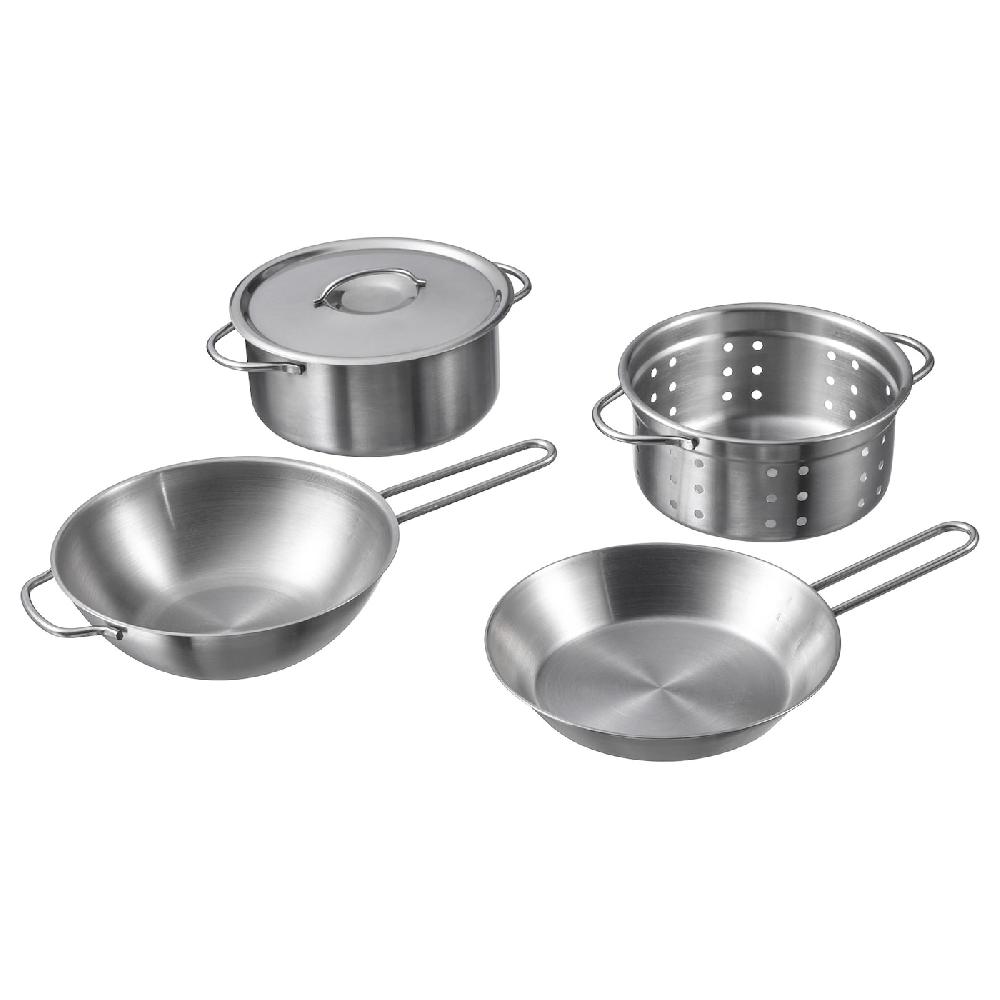IKEA DUKTIG Batería de cocina juguete 5 piezas col acinox