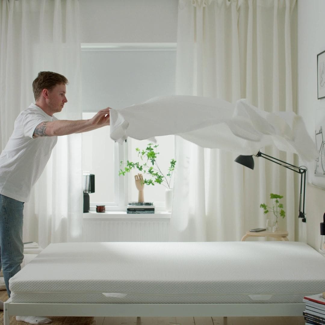 IKEA DVALA Sábana Bajera Ajustable Blanco 160x200 Cm