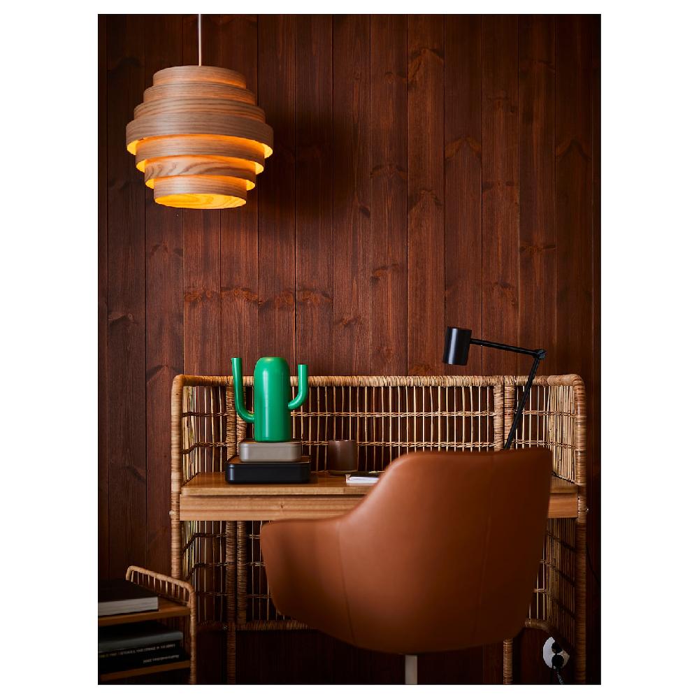 IKEA DYKARKLOCKA Pantalla Para Lámpara De Techo Chapa Roble Tinte Blanco 40 Cm