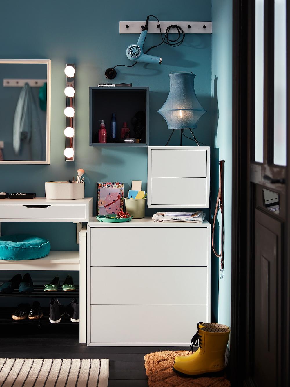 IKEA EKET Mueble Almacenaje Pared 2 Cajones Blanco 35x35x35 Cm